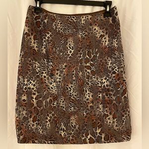 Brown and Gray Animal Print Skirt by Worth
